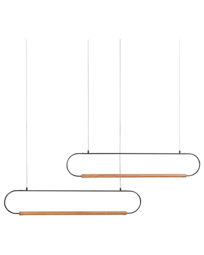 Pendant Lamp Black Wood Metal With 2 Integrated LEDs