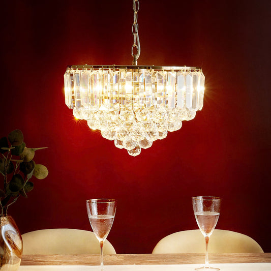 Chandelier Gold Metal 40cm Pendant Crystal Lamp