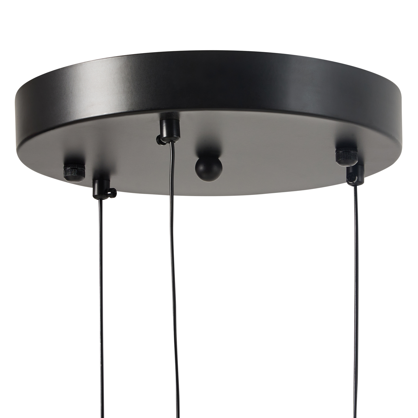 Pendant Lamp Black Metal With 3 Integrated LED Lights Round Shade Hanging Modern Lighting