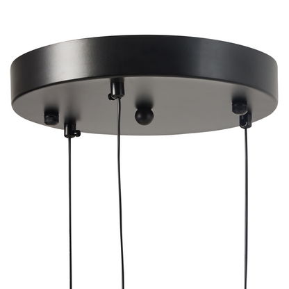 Pendant Lamp Black Metal With 3 Integrated LED Lights Round Shade Hanging Modern Lighting