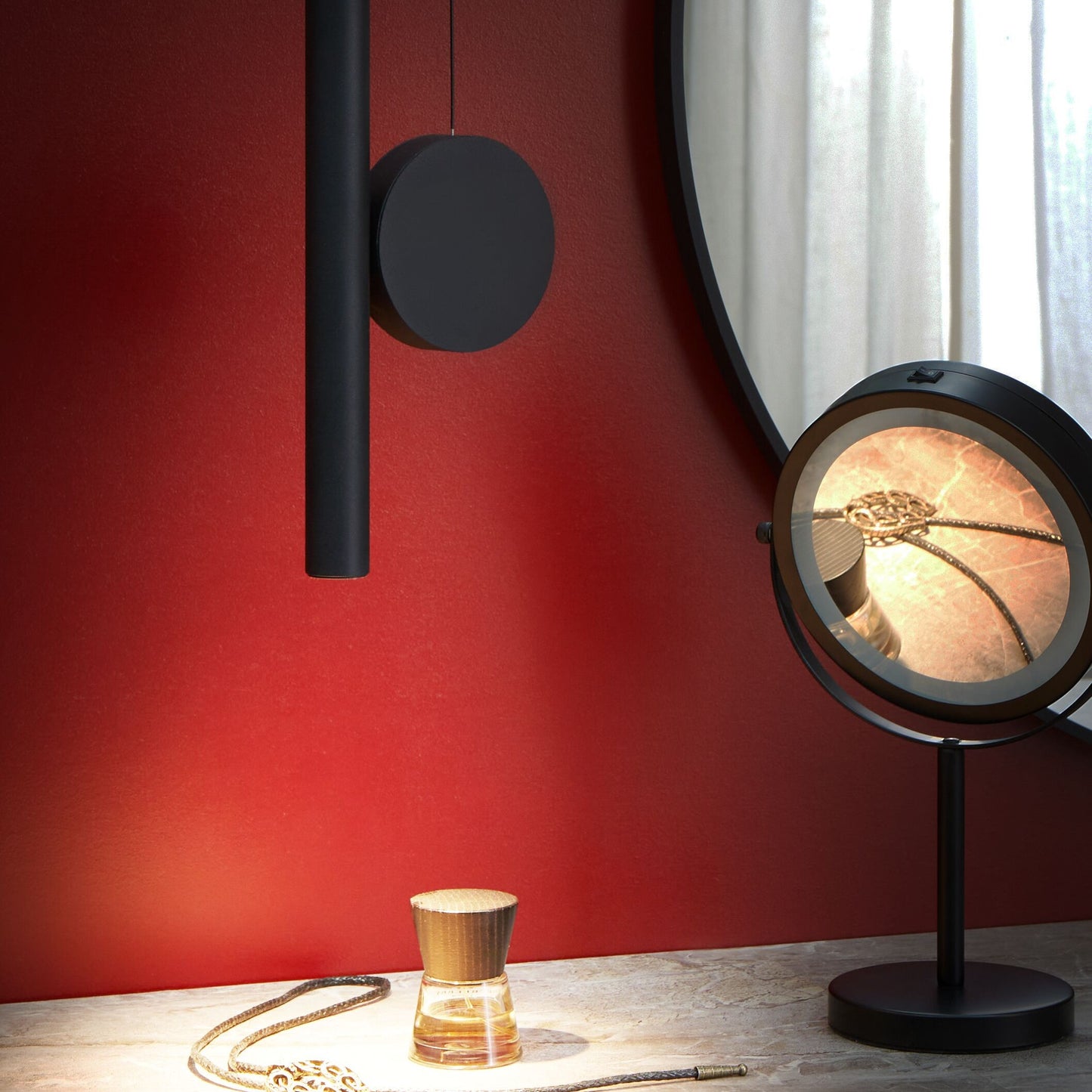 Pendant Lamp Black Metal Integrated LED Adjustable Shade