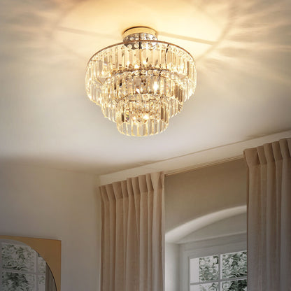 Crystal Chandelier Pendant Lamp Chrome Finish With Glass Crystals Glamour Style