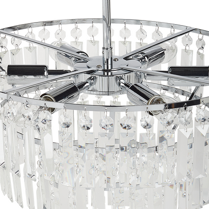 Crystal Chandelier Pendant Lamp Chrome Finish With Glass Crystals Glamour Style