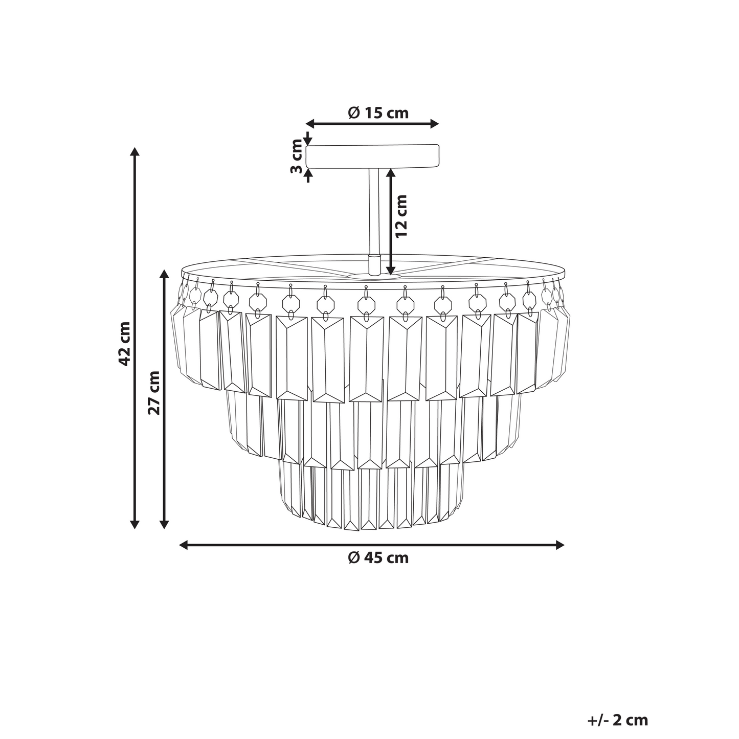 Crystal Chandelier Pendant Lamp Chrome Finish With Glass Crystals Glamour Style