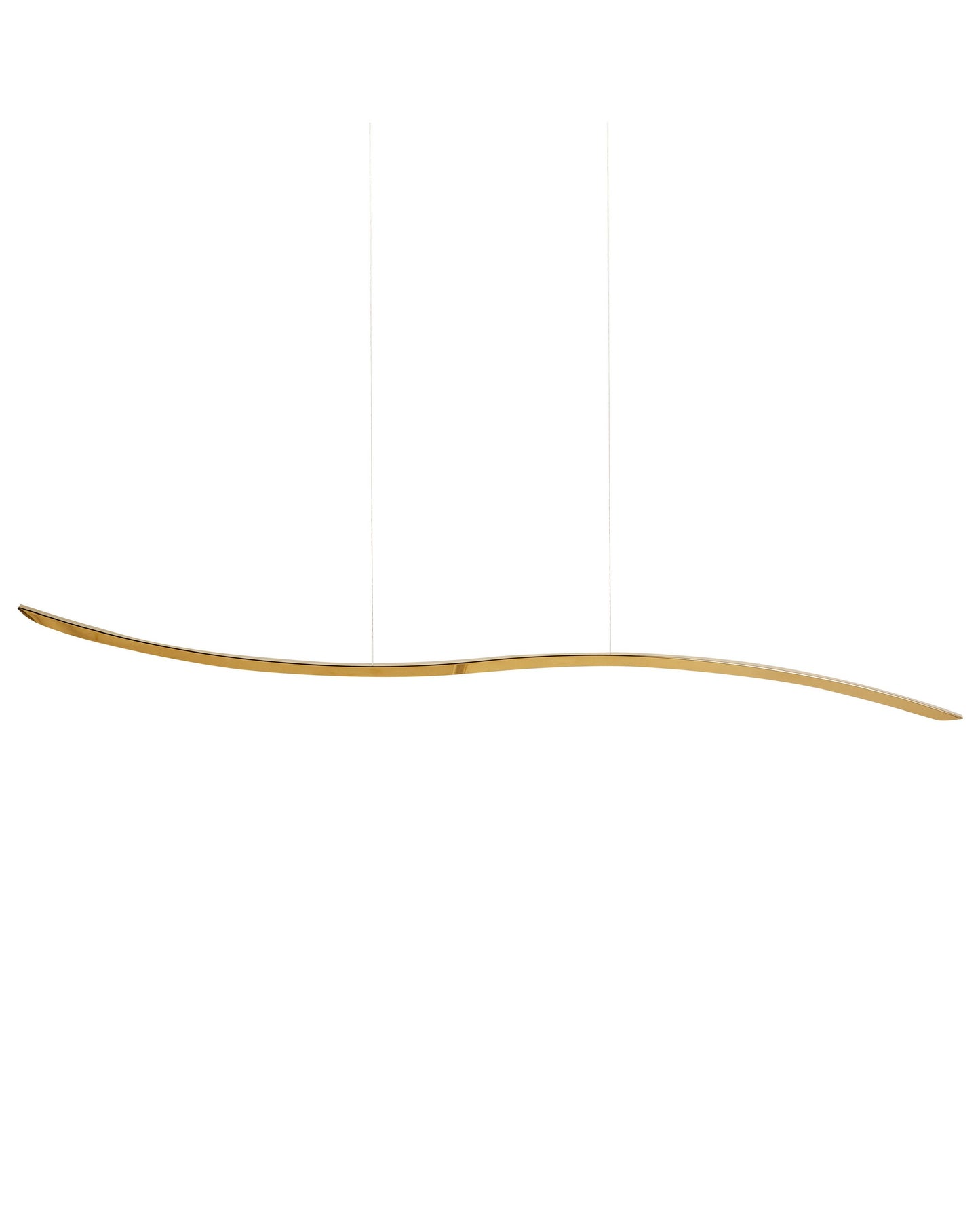 Gold Pendant Lamp With Integrated LED And Wavy Shade