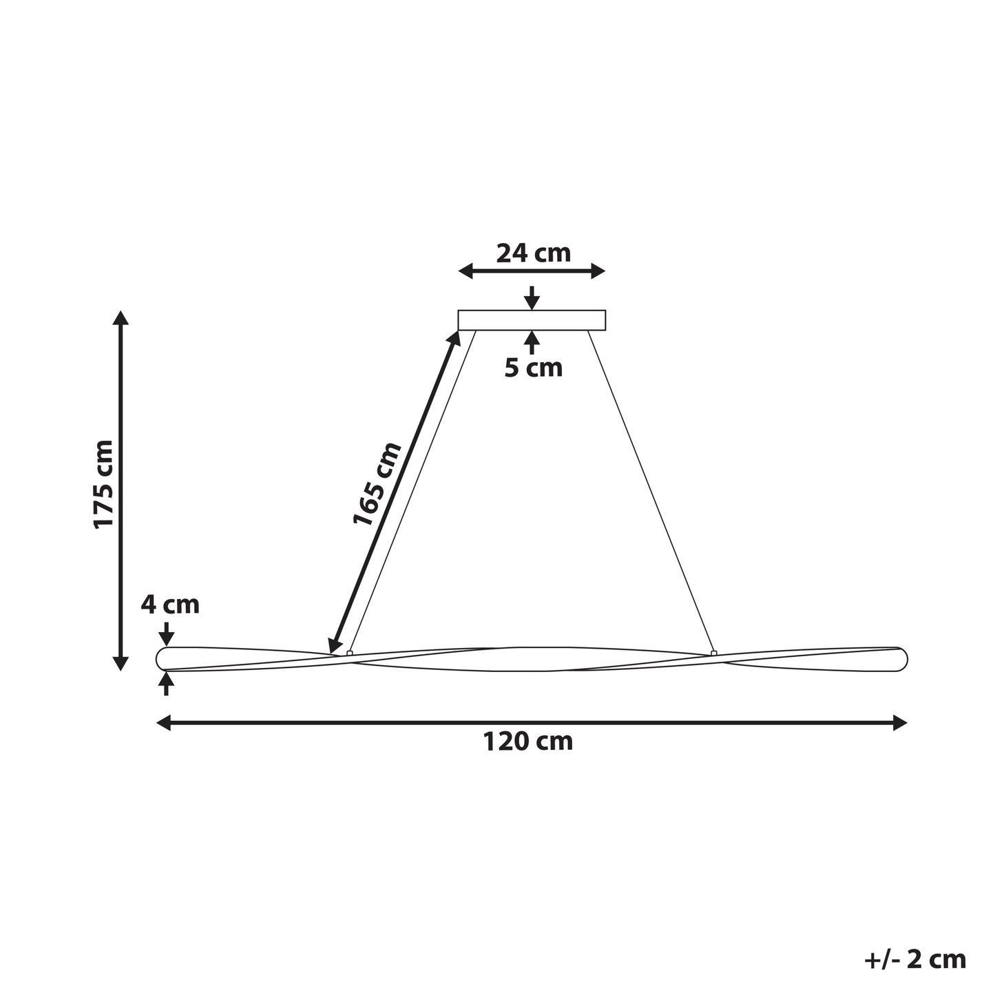 Pendant Lamp Black Metal Integrated LED Twisted Wave Modern Hanging Light