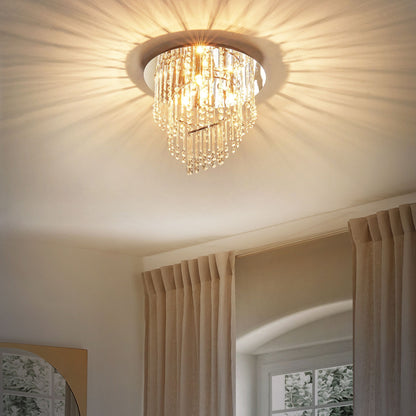 Lighting Chandelier Silver Chrome Finish 35cm Glass Crystals Pendant With Polished Metal Frame