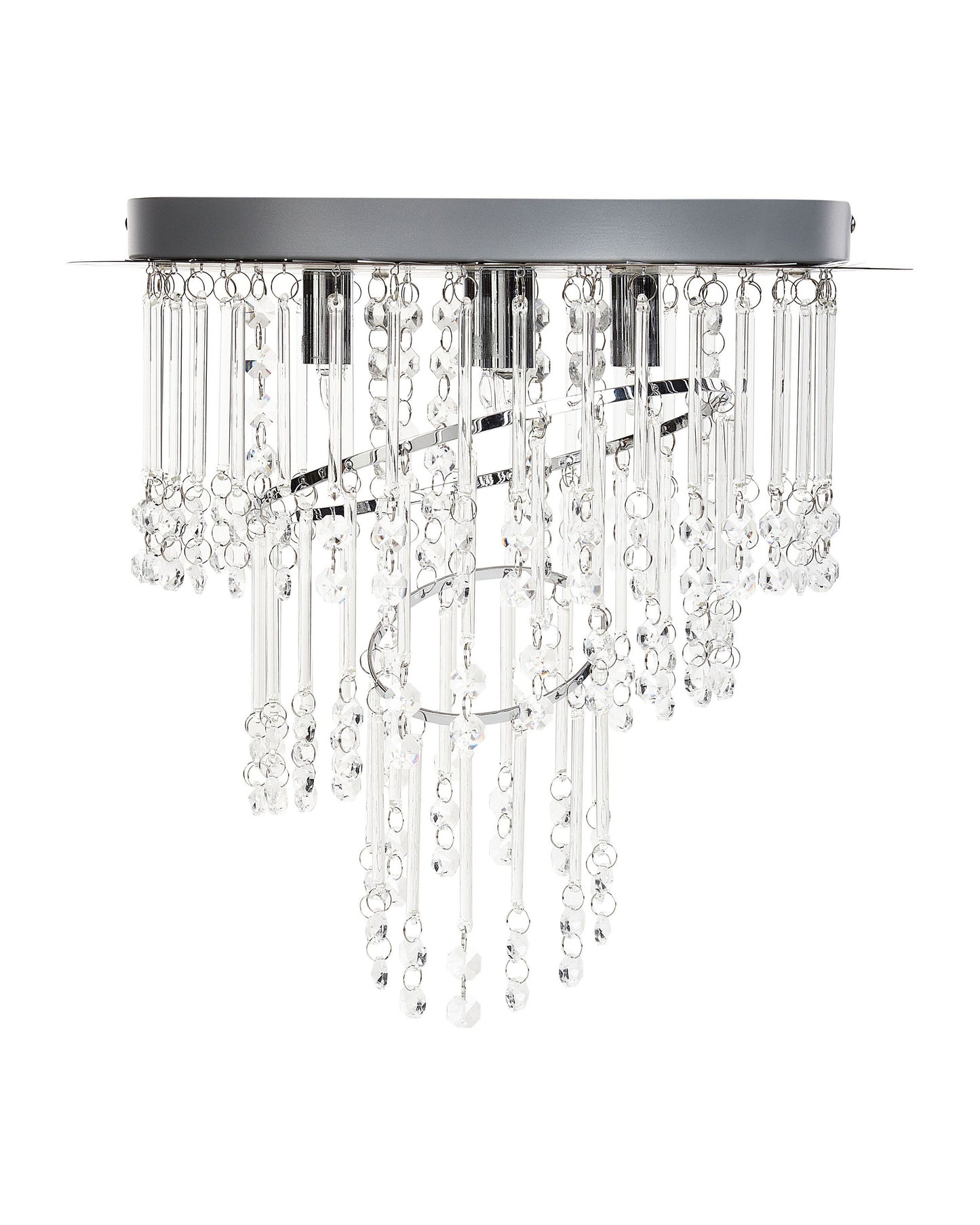 Lighting Chandelier Silver Chrome Finish 35cm Glass Crystals Pendant With Polished Metal Frame