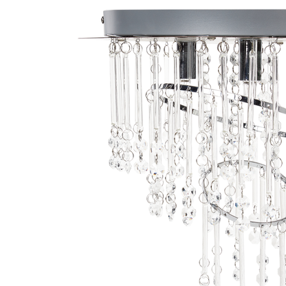 Lighting Chandelier Silver Chrome Finish 35cm Glass Crystals Pendant With Polished Metal Frame