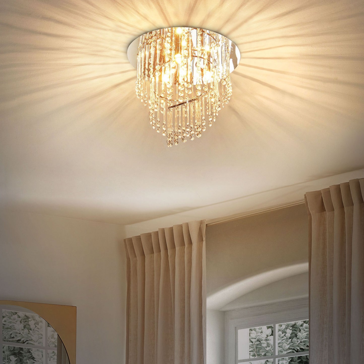 Glamora Chrome Crystal Chandelier Large Glass Crystals