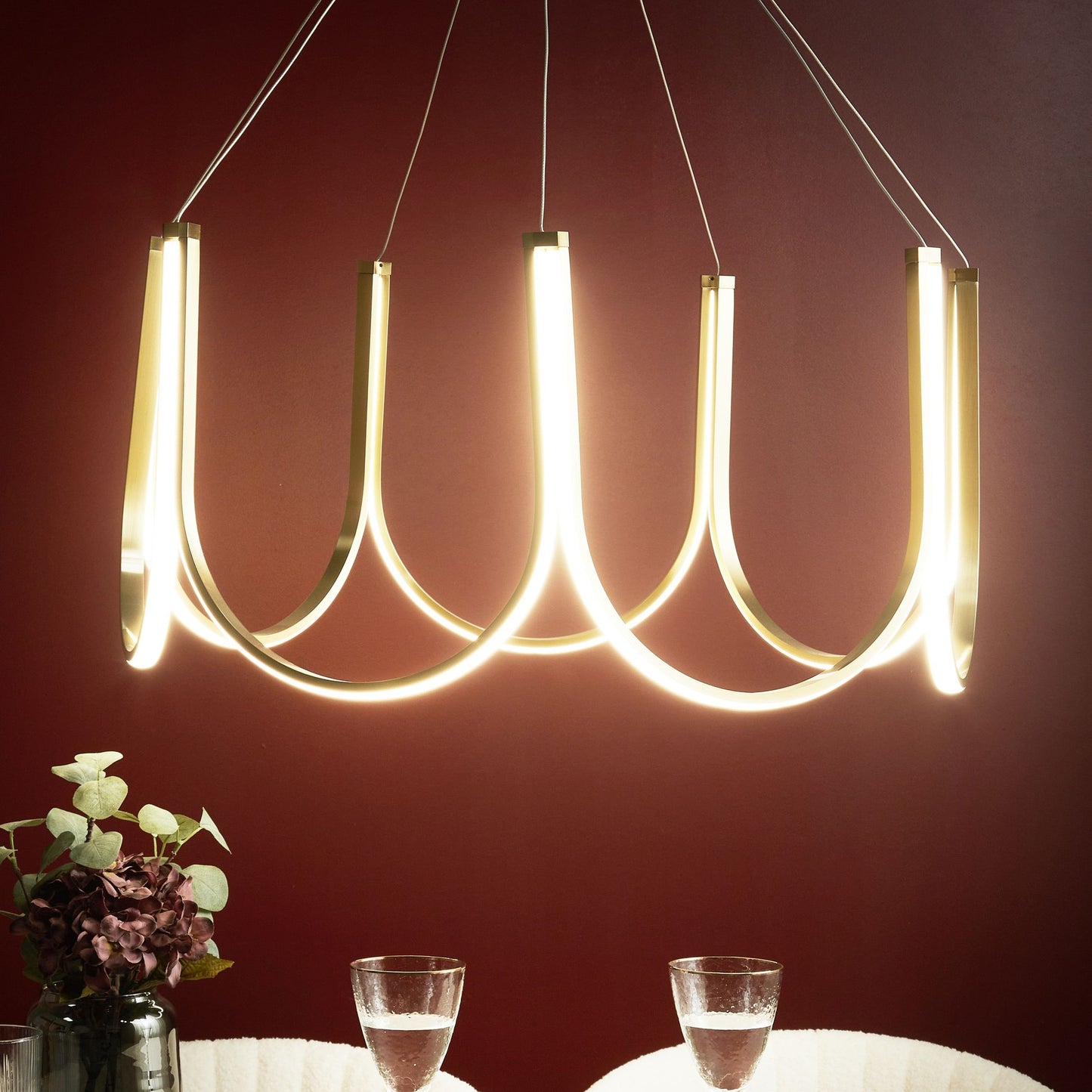 Gold Aluminium Pendant Chandelier With LED Lighting