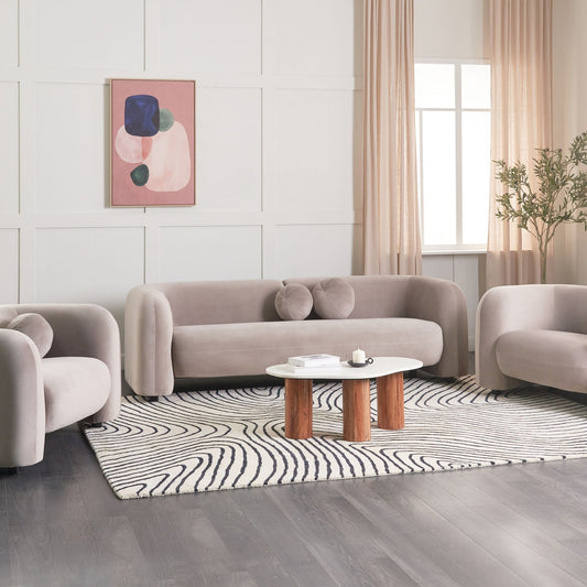 Home Velvet 5 Seater Taupe Sofa Armchair Set