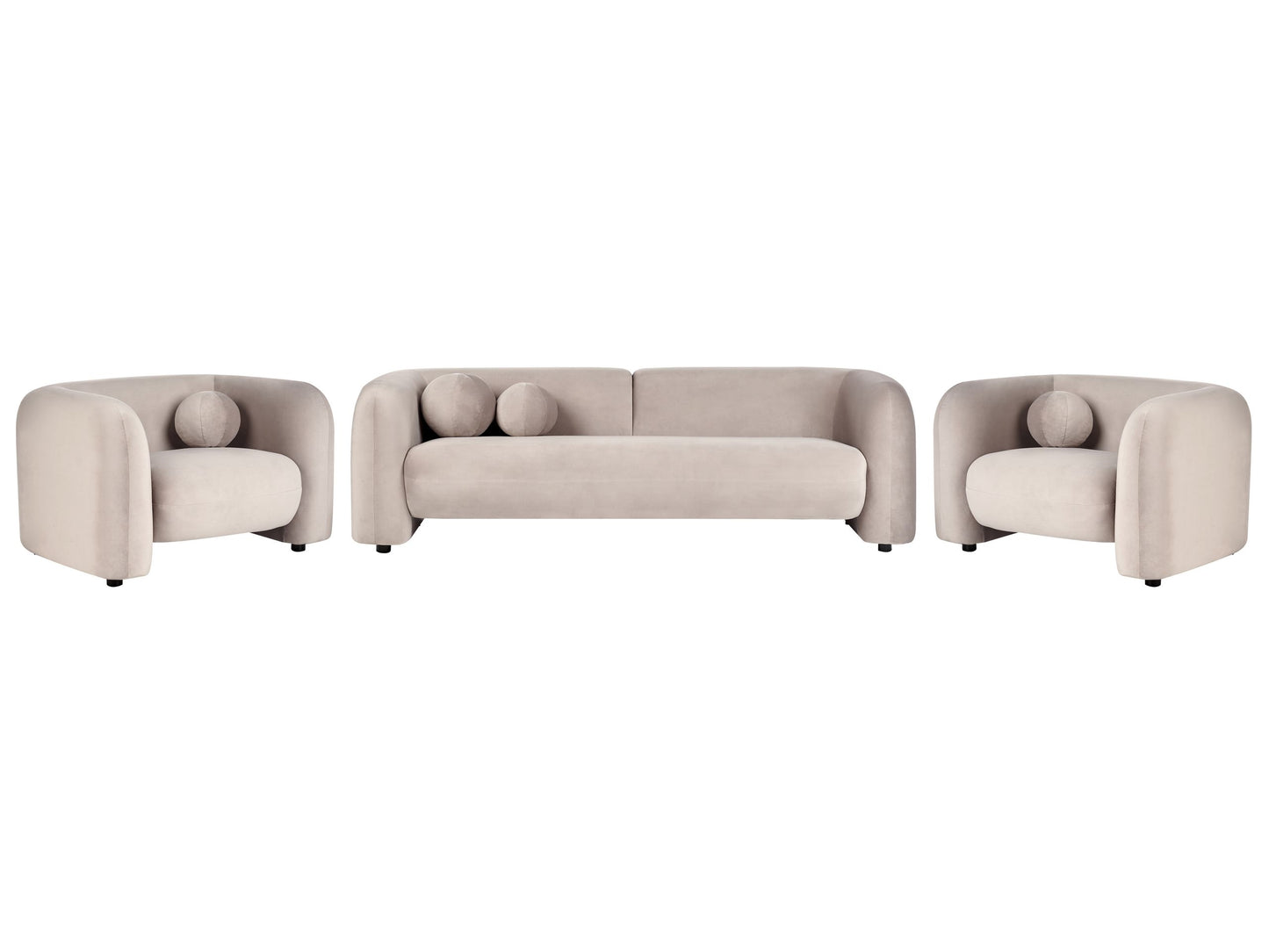 Home Velvet 5 Seater Taupe Sofa Armchair Set