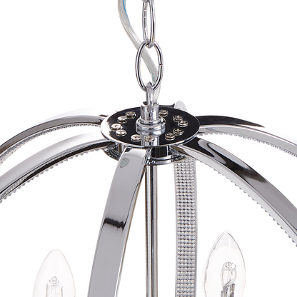 Chandelier Chrome Pendant Lamp With Crystal Accents