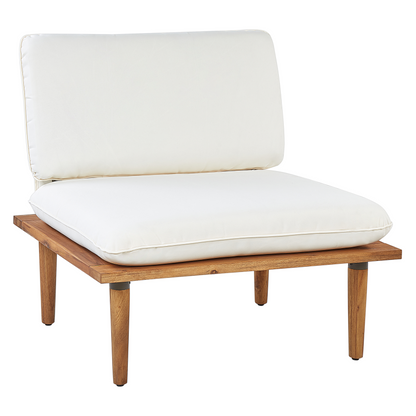 Acacia Wood Garden Sofa Set With Off White Cushions Modern Outdoor 2 Seater Armchairs And Table