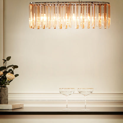 Chrome Crystal Chandelier Pendant Light With Adjustable Cord