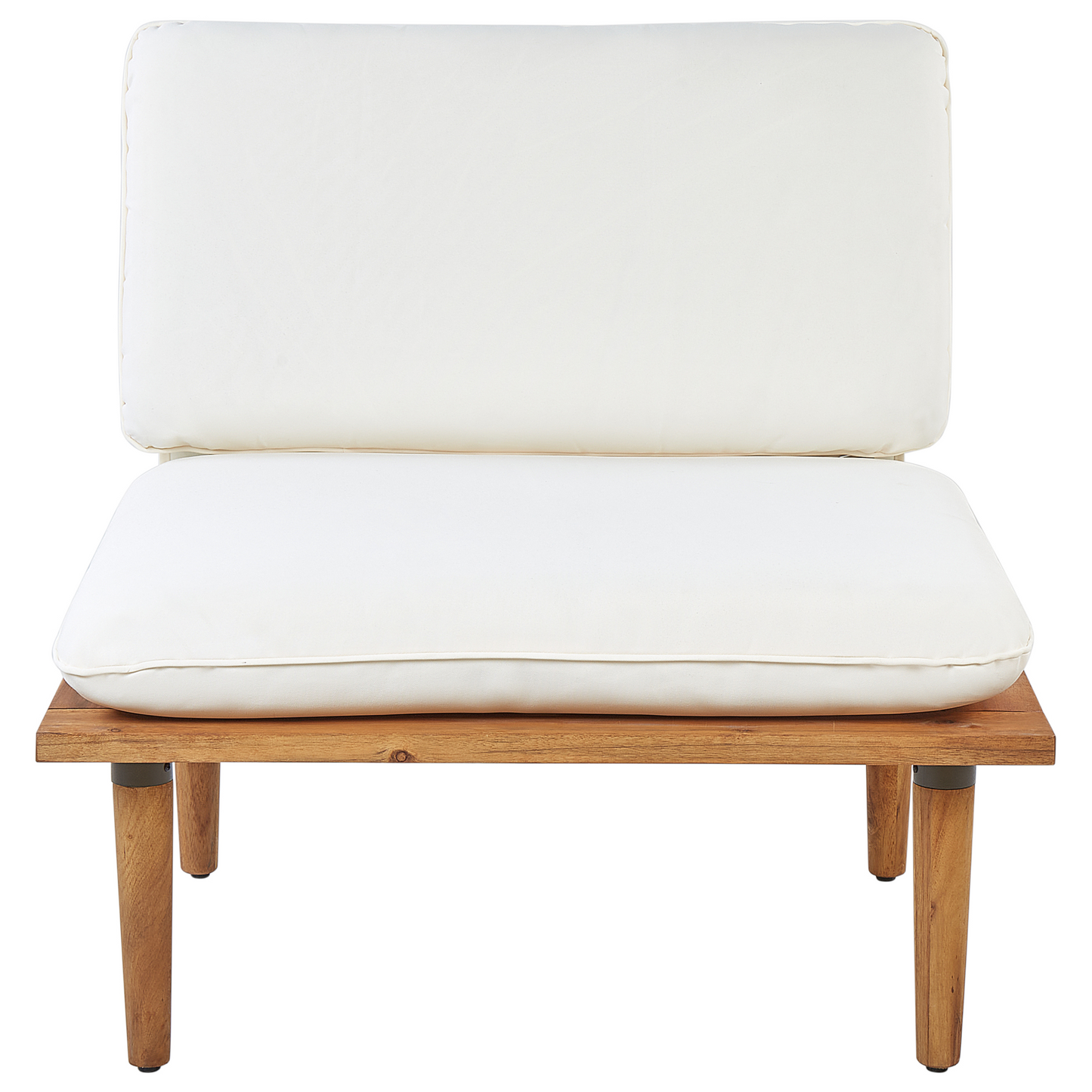 Acacia Wood Garden Sofa Set With Off White Cushions Modern Outdoor 2 Seater Armchairs And Table