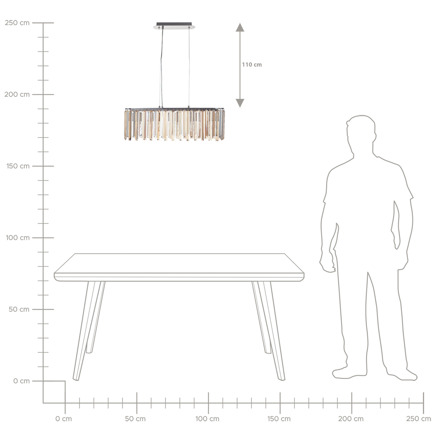 Chrome Crystal Chandelier Pendant Light With Adjustable Cord