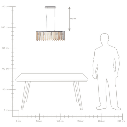 Chrome Crystal Chandelier Pendant Light With Adjustable Cord