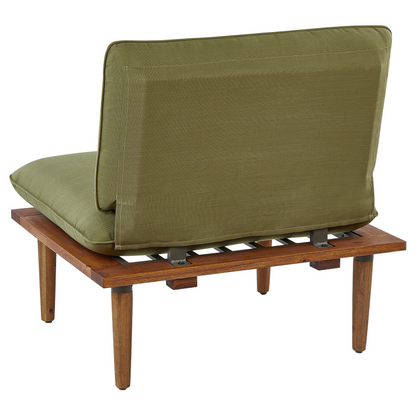 Olive Green Acacia Wood 2 Seat Sofa Set With Table