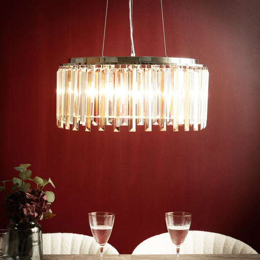 Lighting Chrome Glass Crystals Chandelier Iron Ceiling Lamp For Living And Dining Rooms