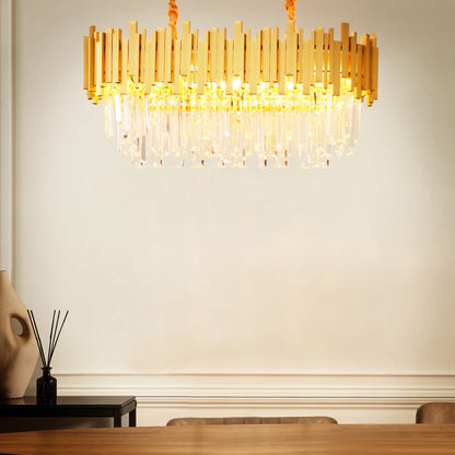 Chandelier Gold Aluminium Ceiling Lamp With Crystals