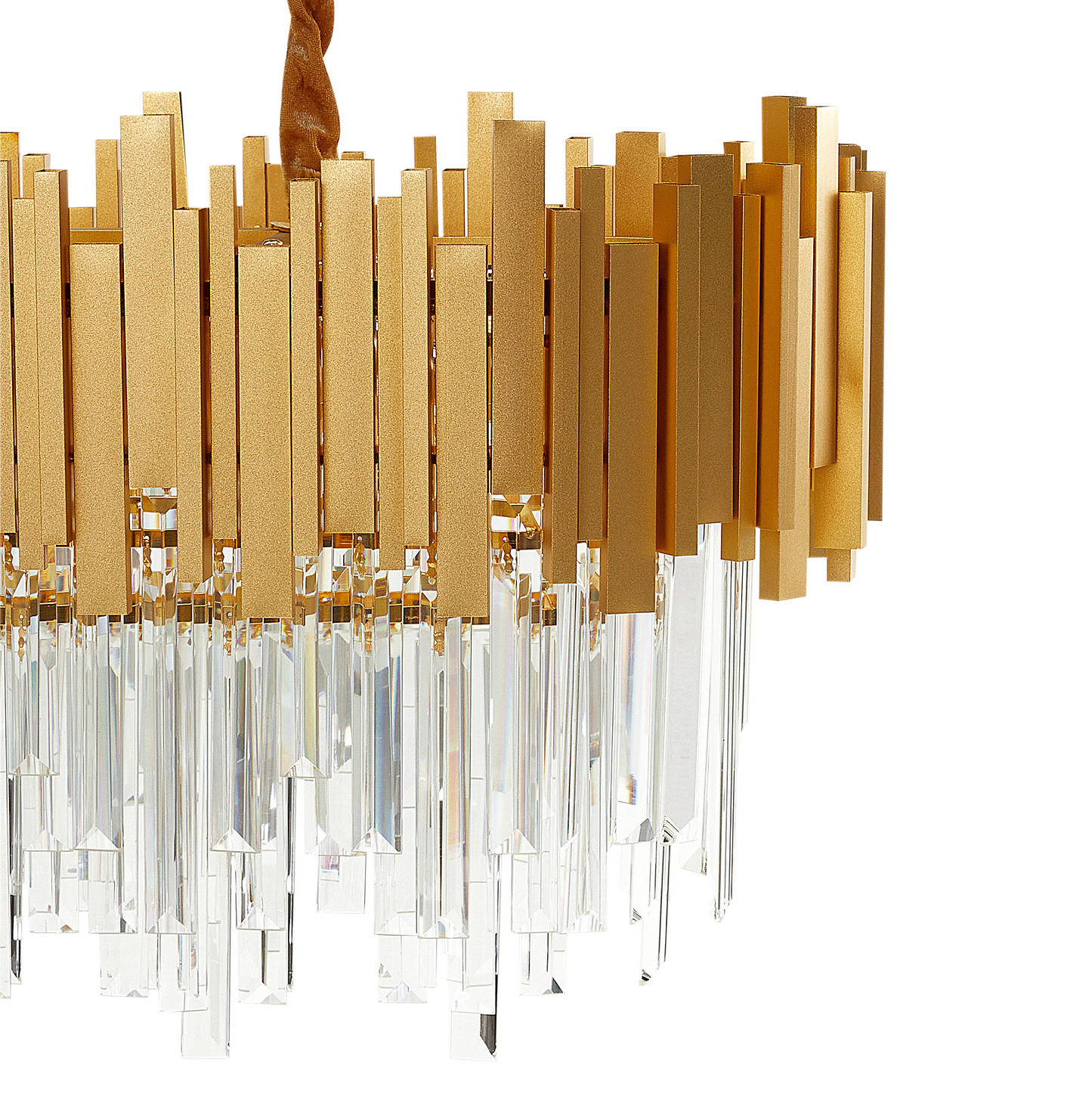 Chandelier Gold Aluminium Ceiling Lamp With Crystals