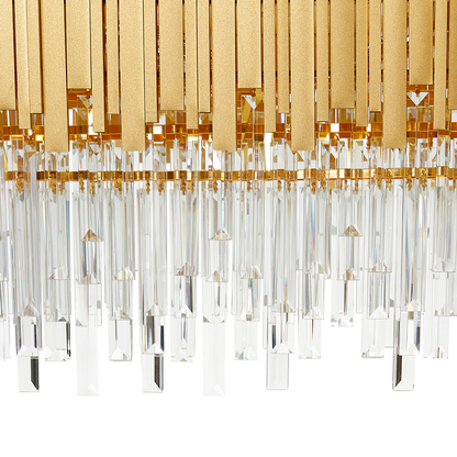 Chandelier Gold Aluminium Ceiling Lamp With Crystals