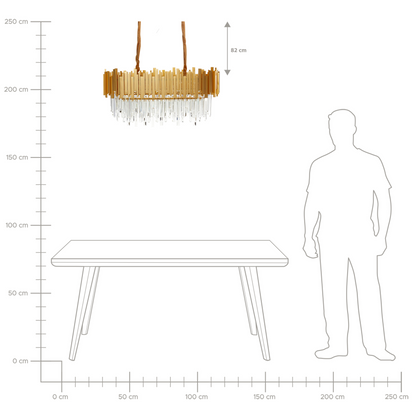 Chandelier Gold Aluminium Ceiling Lamp With Crystals