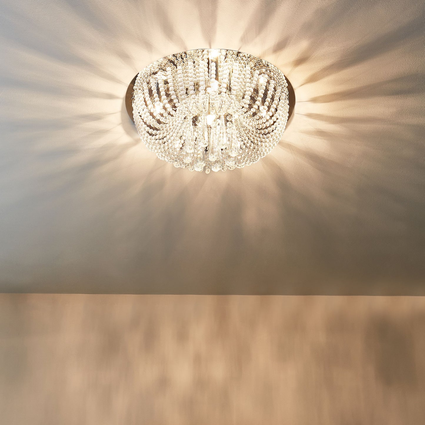 Chandelier Silver Crystal Iron Ceiling Lamp Chrome Finish