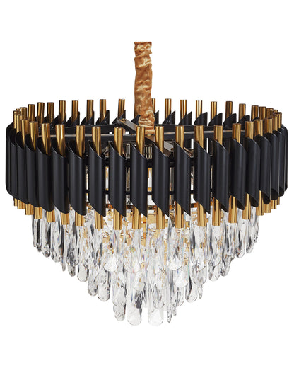 Chandelier Gold Black Iron Pendant With Crystals
