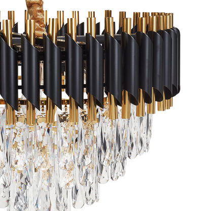 Chandelier Gold Black Iron Pendant With Crystals