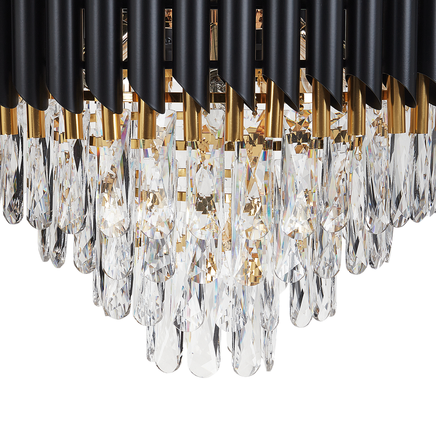 Chandelier Gold Black Iron Pendant With Crystals