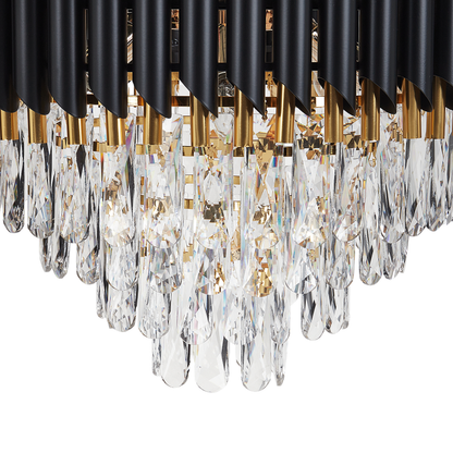 Chandelier Gold Black Iron Pendant With Crystals