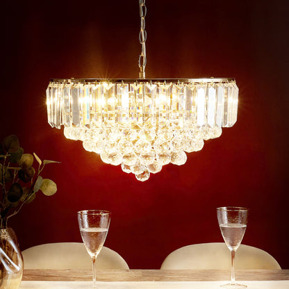 Chandelier Gold Metal 49cm Crystal Pendant Lamp