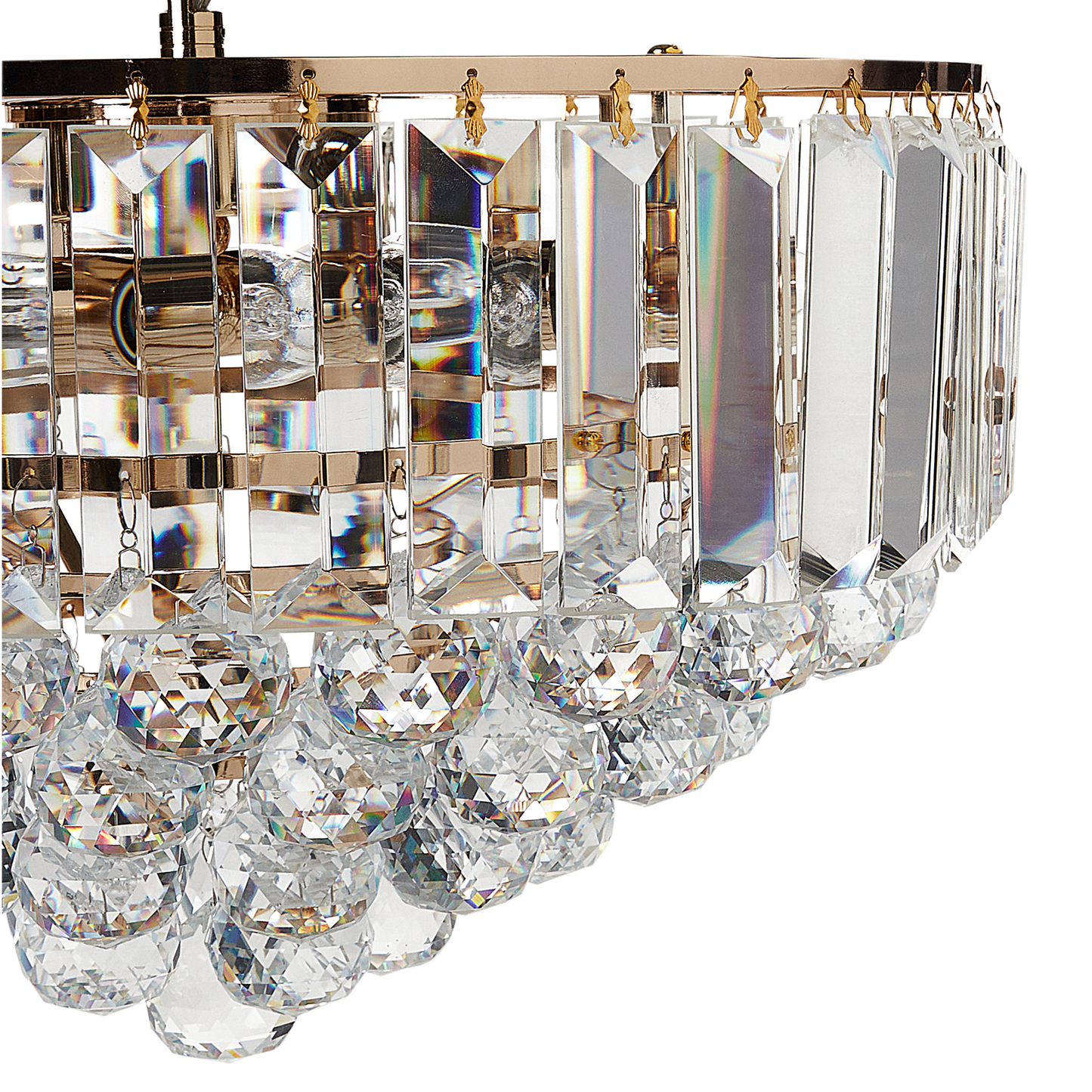 Chandelier Gold Metal 49cm Crystal Pendant Lamp
