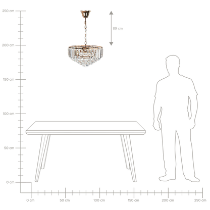 Chandelier Gold Metal 49cm Crystal Pendant Lamp