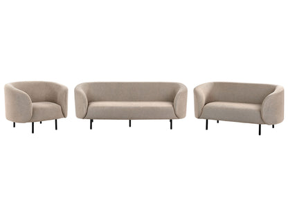 Taupe Polyester Sofa Set 3 Seater Loveseat Black Legs