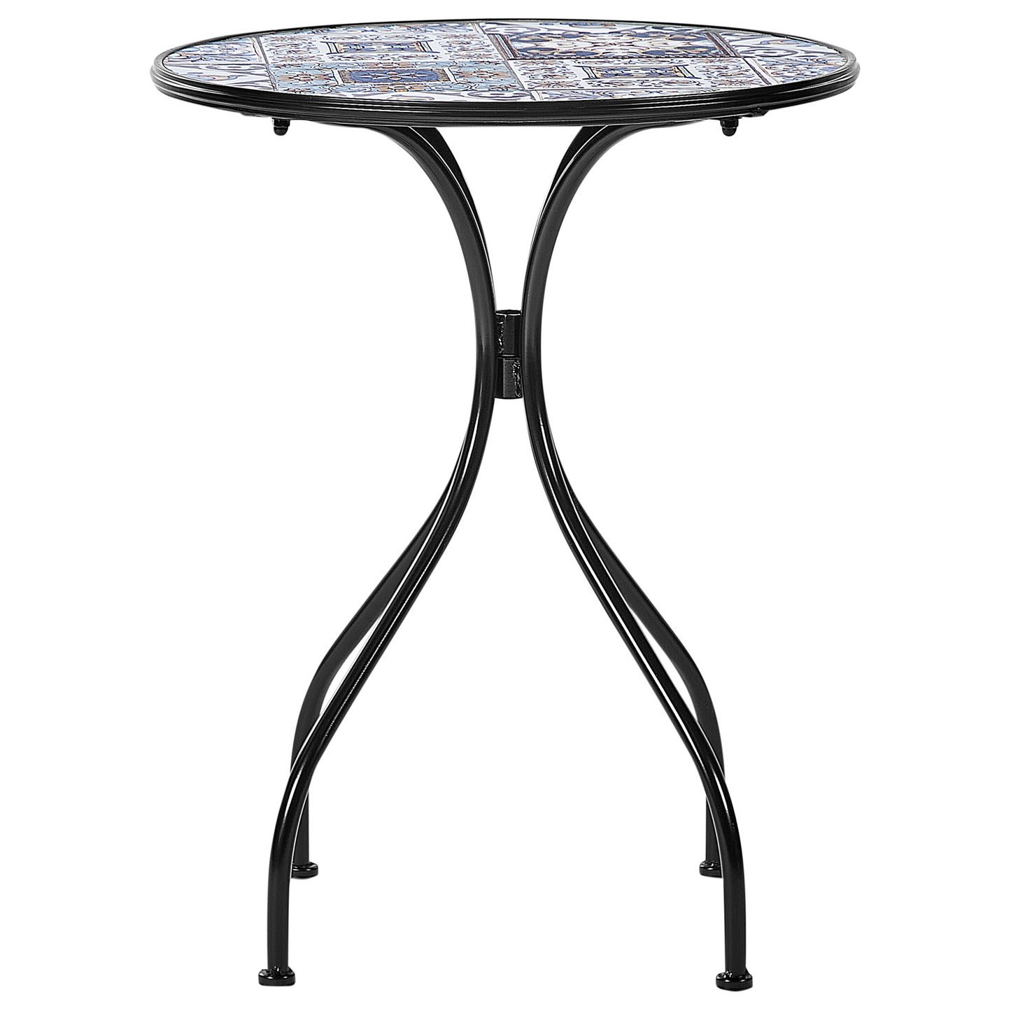Garden Luxe Black Metal Garden Bistro Table 60cm Mosaic Tile Top Vintage Outdoor