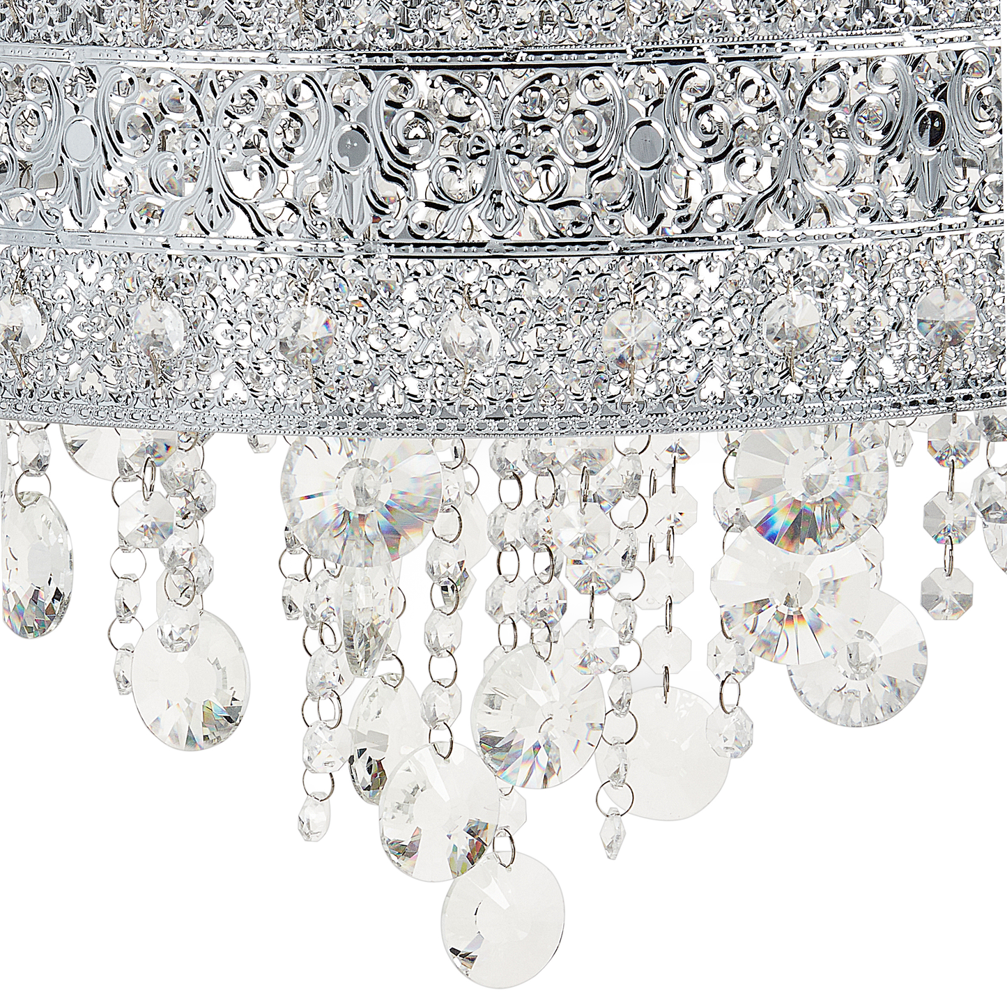 Lighting Crystal Chandelier Silver Chrome Finish Pendant Lamp