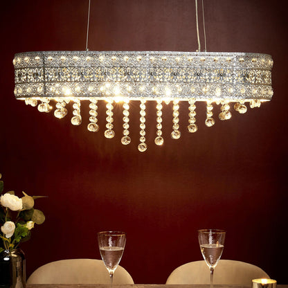 Chandelier Chrome Finish With Crystals For Living Room