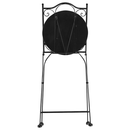 Set Of 2 Folding Black Metal Mosaic Patio Chairs