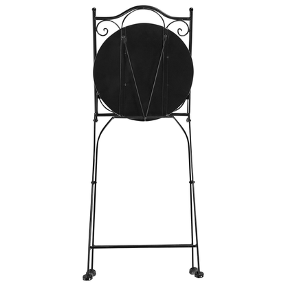 Vintage Outdoor Bistro Set Black Metal with Mosaic Tiles