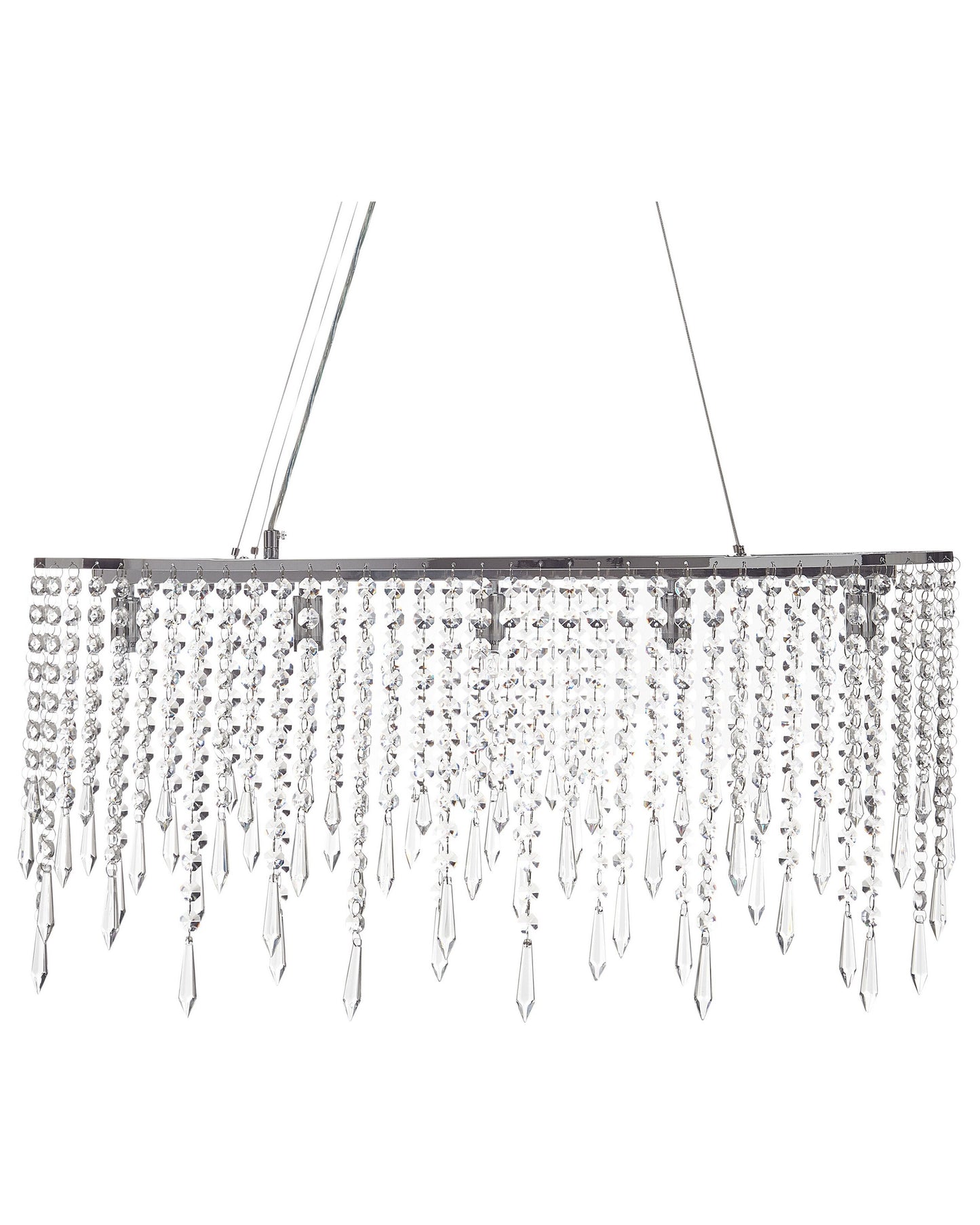 Crystal Chandelier Chrome Finish Adjustable Height