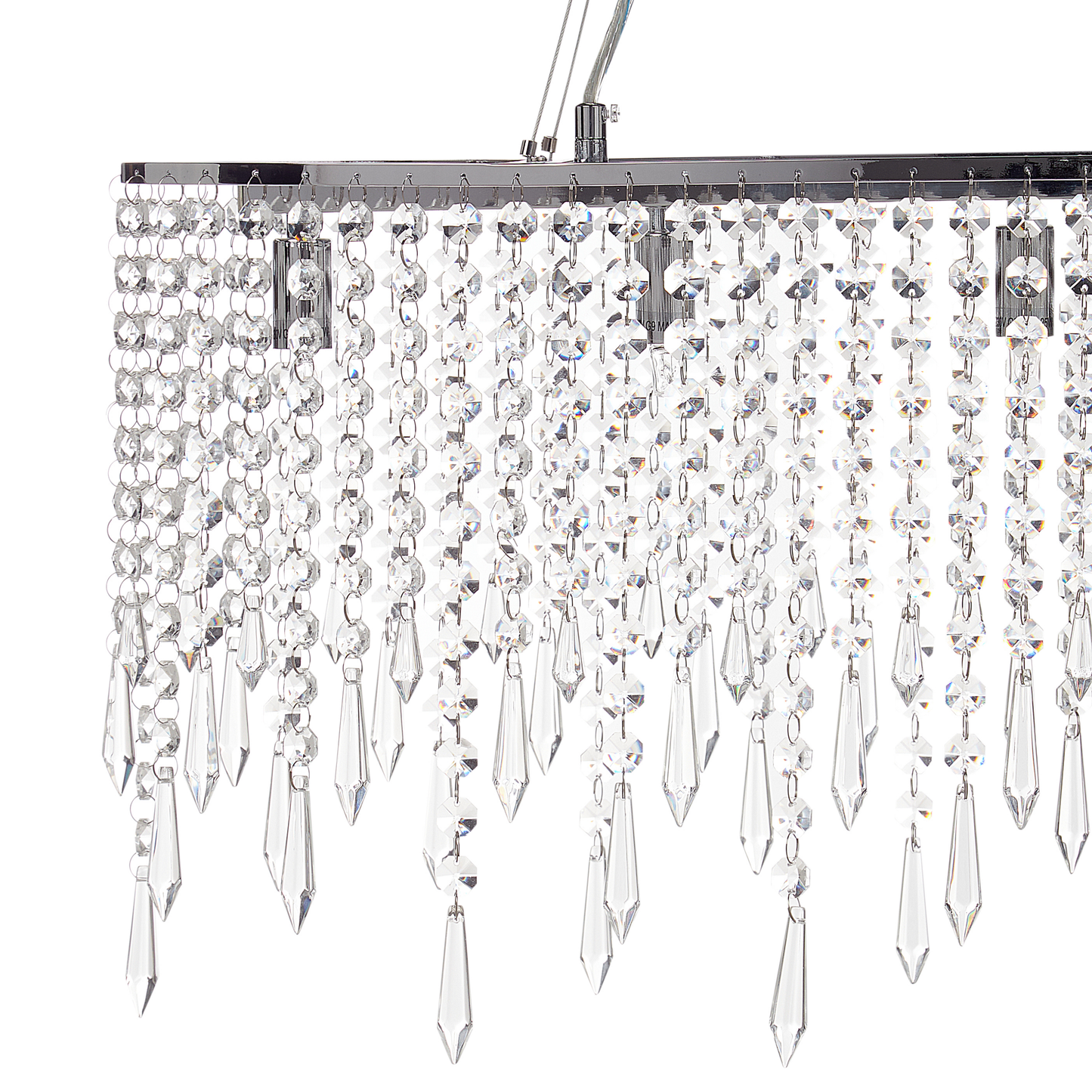 Crystal Chandelier Chrome Finish Adjustable Height