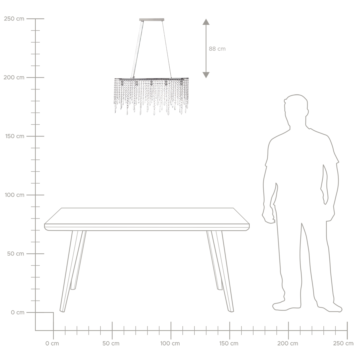 Crystal Chandelier Chrome Finish Adjustable Height