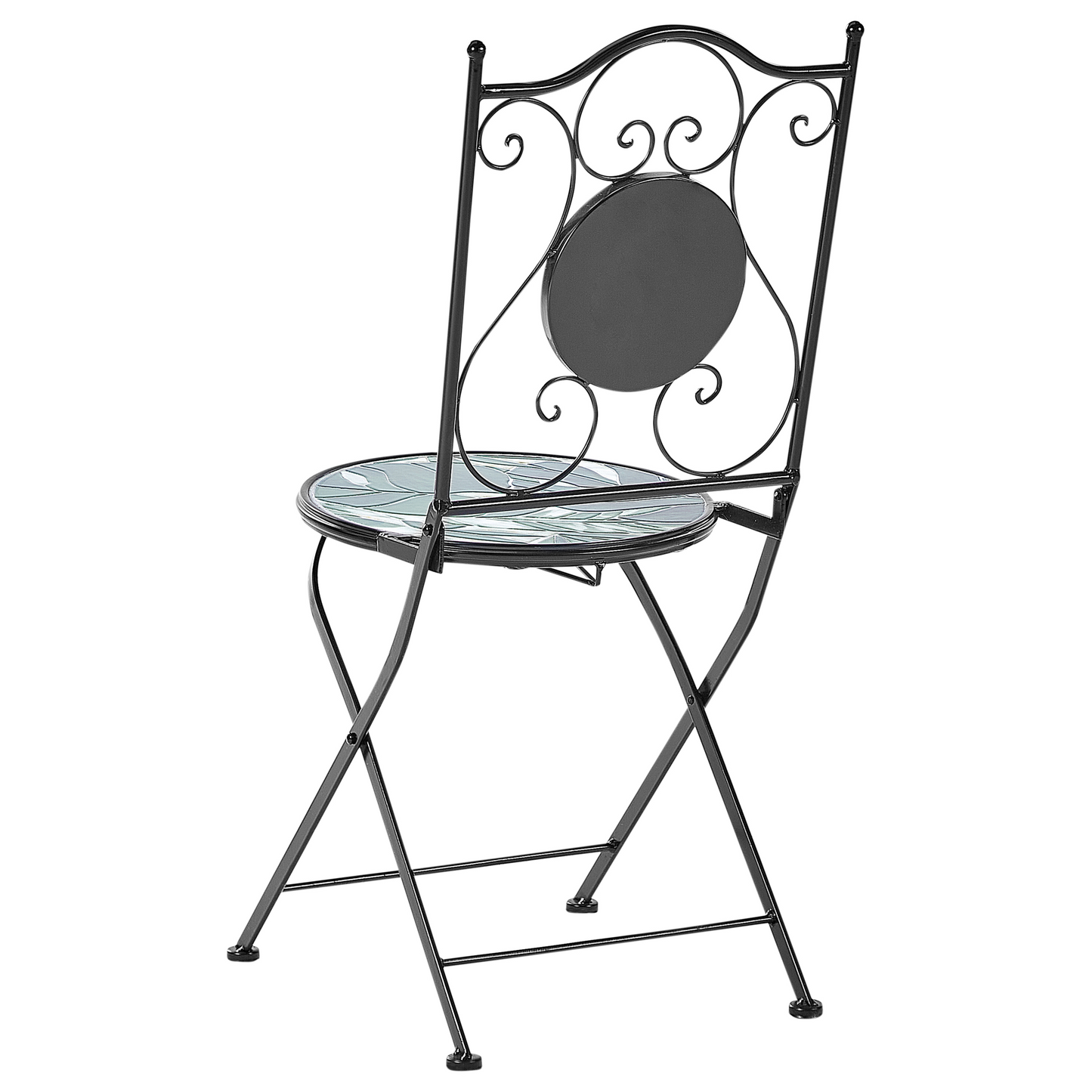 Vintage Green Mosaic Bistro Set In Black Iron Frame