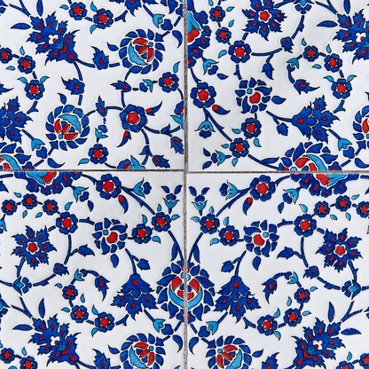 Vintage Garden Bistro Table Black Metal Frame 60cm Blue Mosaic Tiles Pattern Tabletop Outdoor