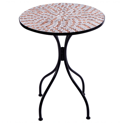 Bistro Set Black Metal Table Foldable Chairs MosaicTiles