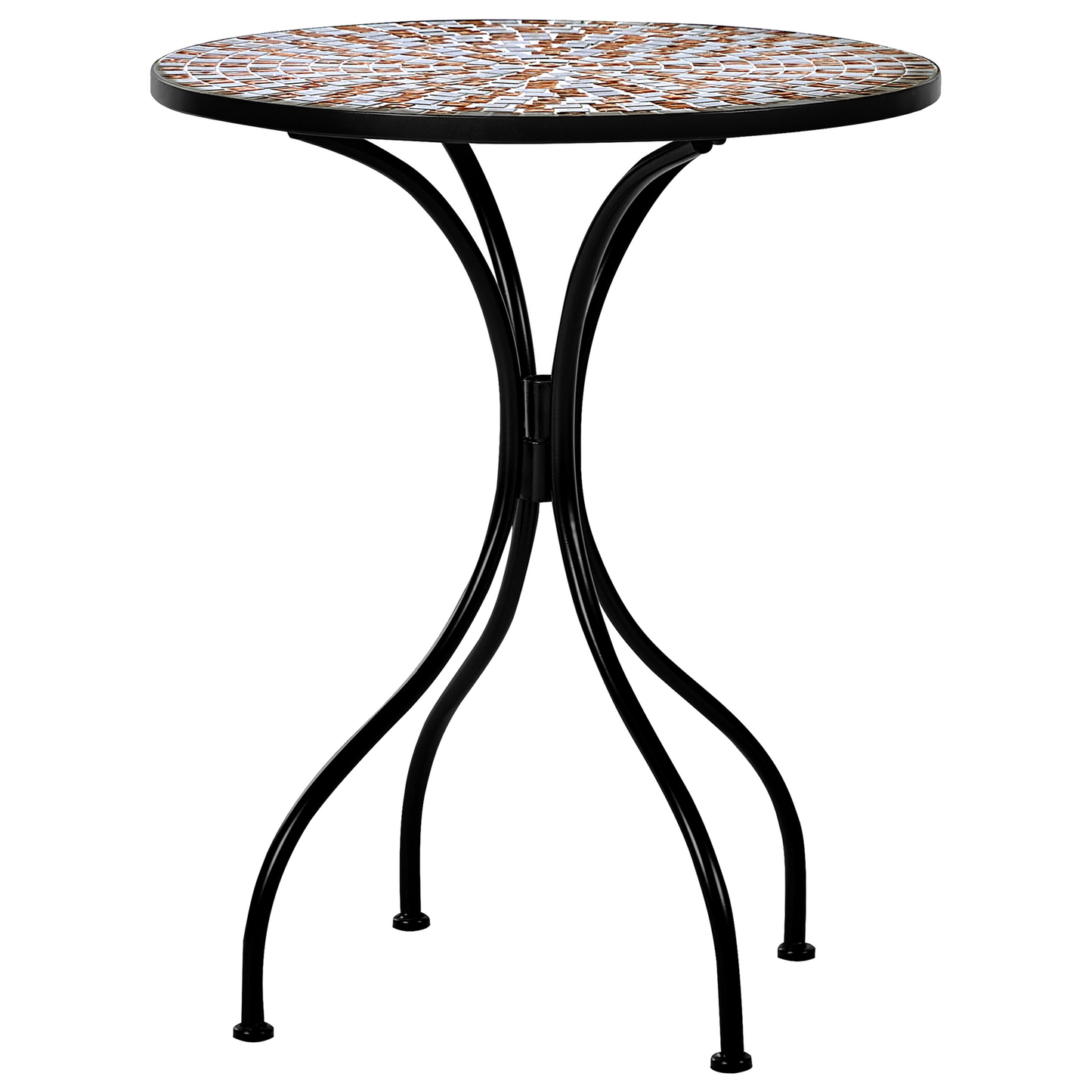 Bistro Set Black Metal Table Foldable Chairs MosaicTiles